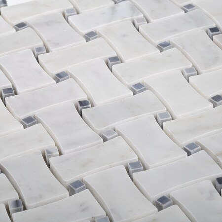 Apollo Tile Sample, Carrara & Bardiglio Basket Weave 12"x12" Marble Mosaic Tile APLSE99B10EC45 Sample